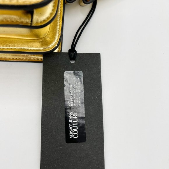 VERSACE COUTURE Gold Metallic Leather Shoulder Bag - Picture 11 of 13